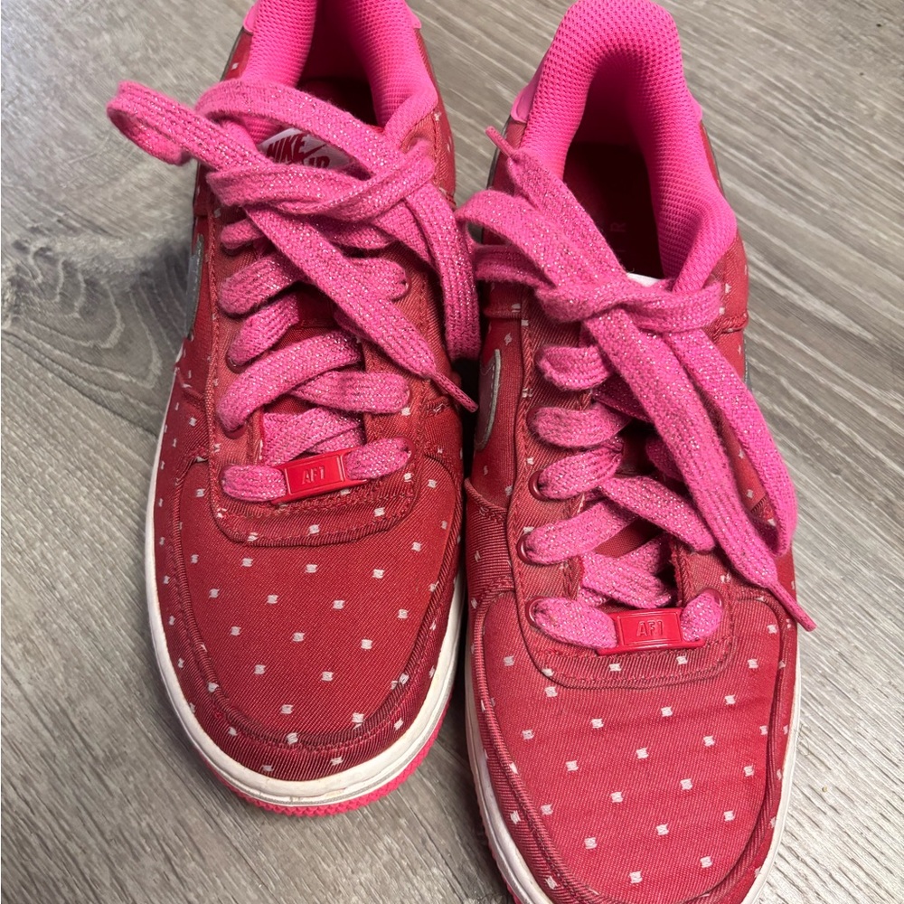 Nike Air Force 1 Red and Pink Sneakers